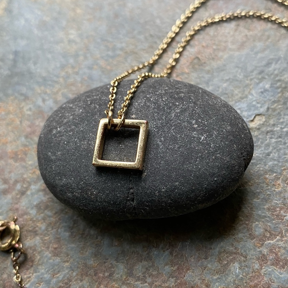 🎈Sale 🎈2 for $10 dainty gold (color) chain diamond square pendant necklace